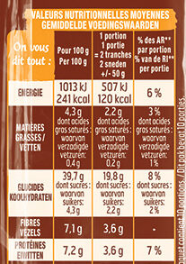 Harrys pain de mie 100% mie complet sans croute 500g - Nutrition facts - fr