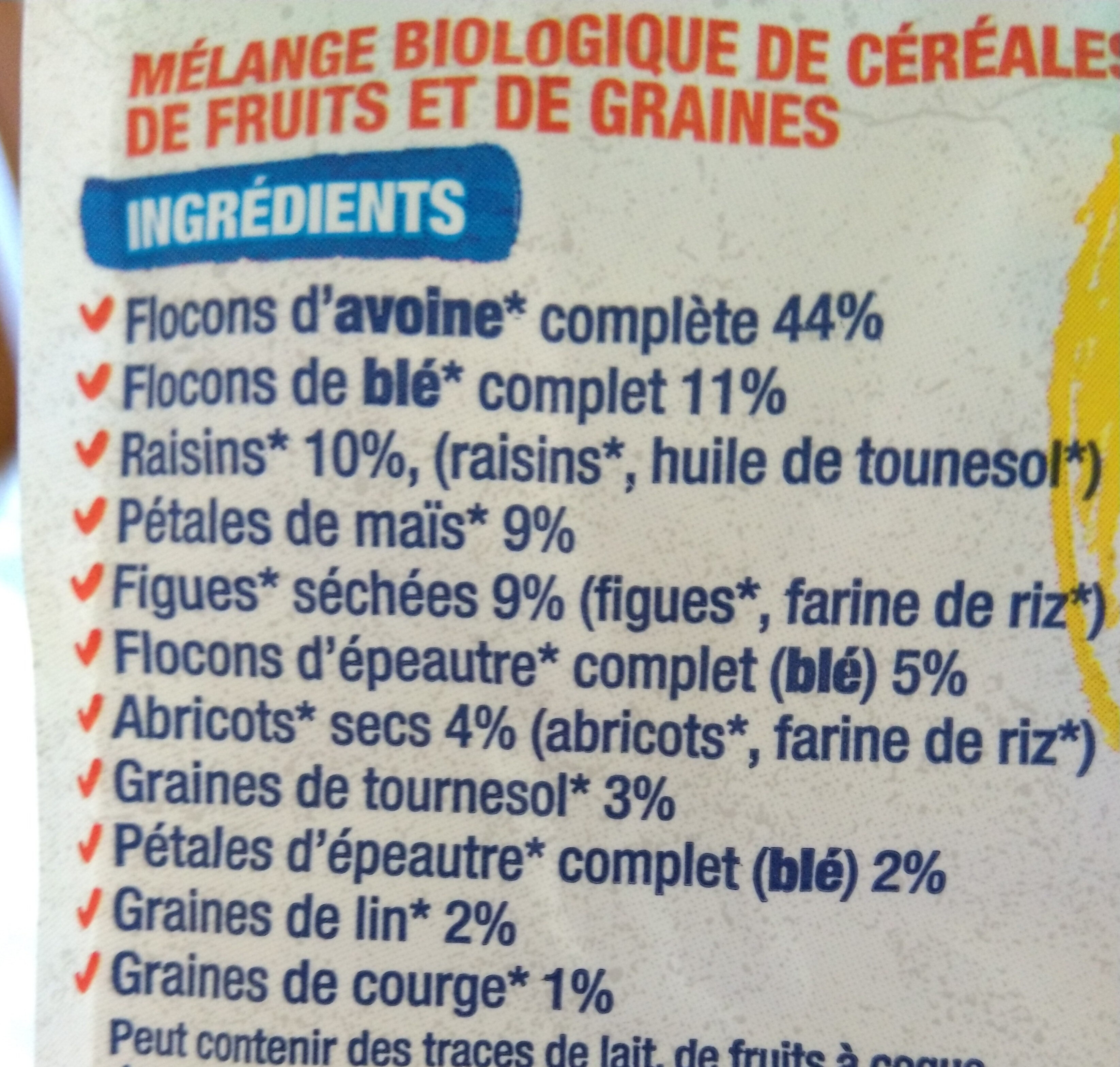 Muesli Raisin, Figue, Abricot - Ingredients - fr