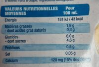 Lait d'amande vanille - Nutrition facts - en