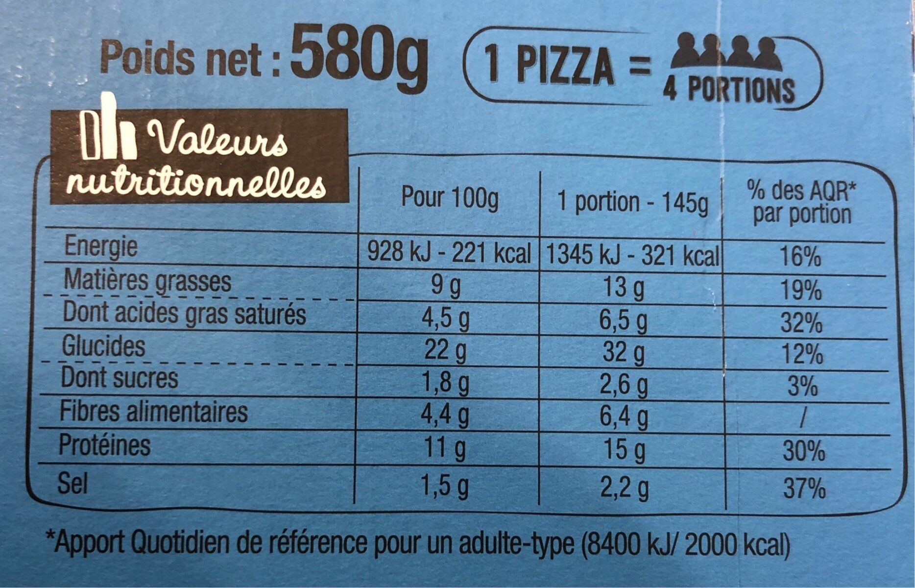 Pizza Crust Bords gratinés - Nutrition facts - en