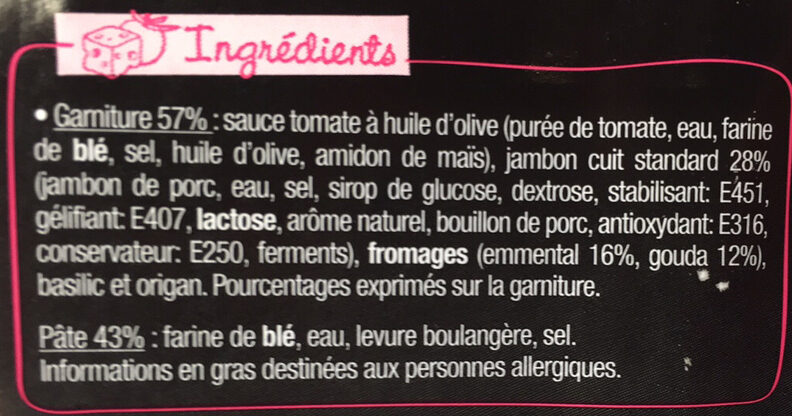 L'Ovale Jambon Fromages - Ingredients - fr