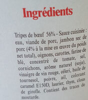 tripes cuisinées au jambon - Ingredients - fr