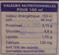 Lait Demi-Écremé - Nutrition facts - fr
