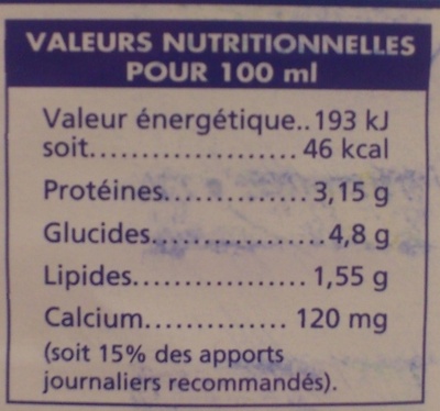 Lait Demi-Écremé - Nutrition facts - fr