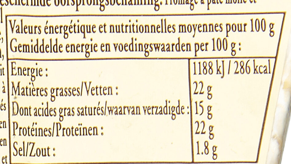 Brie de Meaux - Nutrition facts - fr