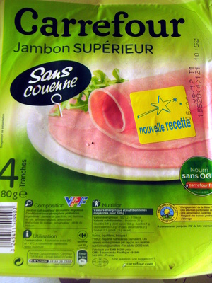Jambon supérieur sans couenne ( 4 tranches) - Product - fr