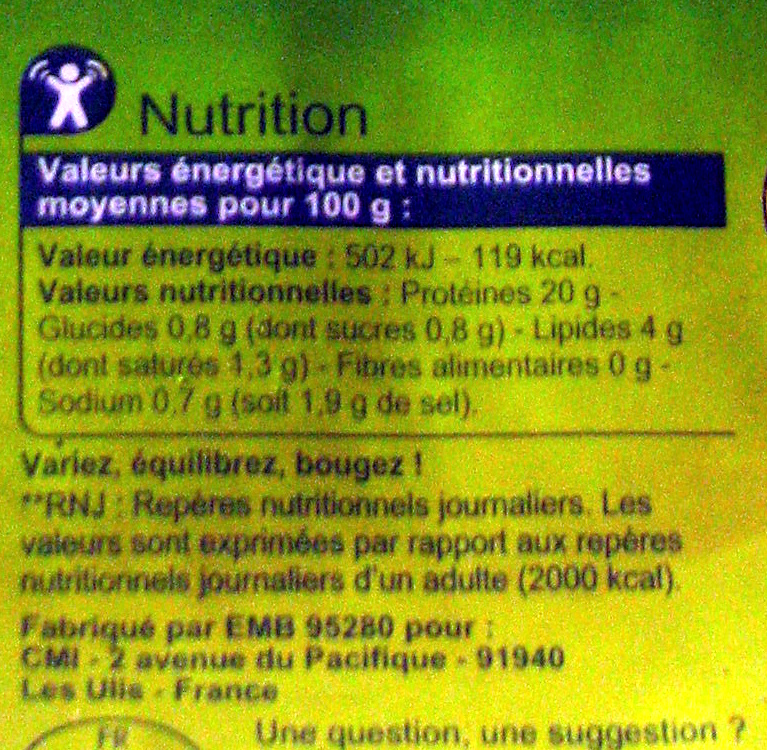 Jambon supérieur sans couenne ( 4 tranches) - Nutrition facts - fr