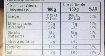 TORTELLINI Bœuf - Nutrition facts - fr