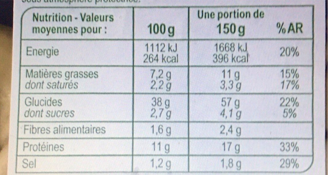 TORTELLINI Bœuf - Nutrition facts - fr