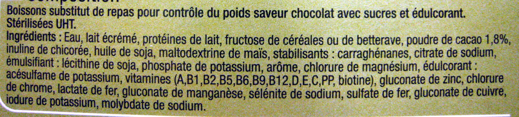 Milk-Shake substitut de repas, saveur chocolat (x 3) - Ingredients - fr