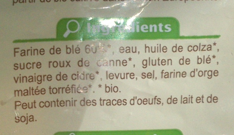 Grandes tranches Nature - Ingredients