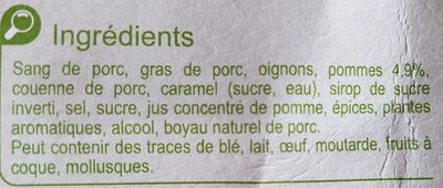 Boudins noirs aux Pommes - Ingredients - fr