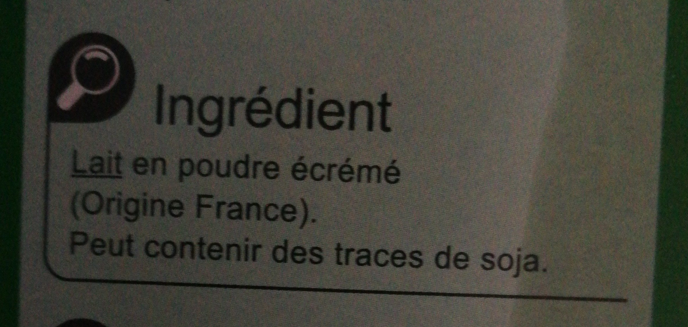 Lait en poudre écrémé - Ingredients - fr