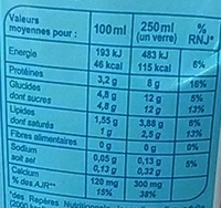 Lait Demi-Écrémé - Nutrition facts - fr