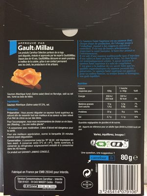 Saumon fumé supérieur - Ingredients - fr