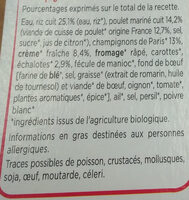 Risotto au Poulet et aux Champignons BIO - Ingredients - fr