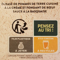 Fondant de bœuf écrasé de pommes de terre, Sauce à la basquaise - Recycling instructions and/or packaging information - fr