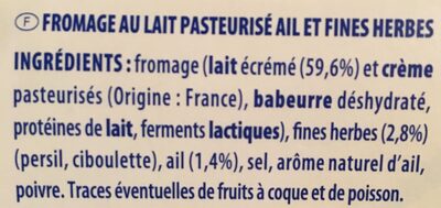 Pâturages Printendre Ail et Fines herbes - Ingredients - fr
