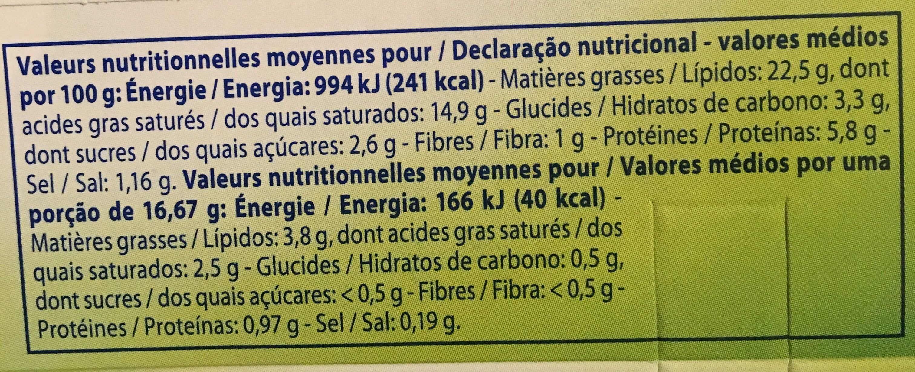 Pâturages Printendre Ail et Fines herbes - Nutrition facts - fr