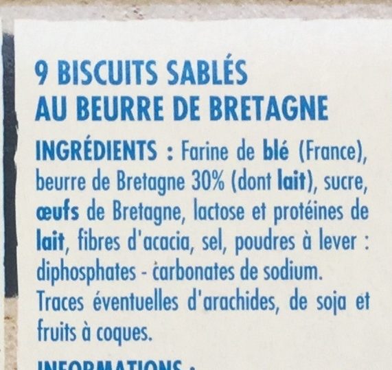 Galets de Quimper au beurre de Bretagne - Ingredients - fr