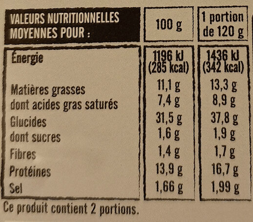 Ravioles du dauphiné label rouge igp - Nutrition facts - fr