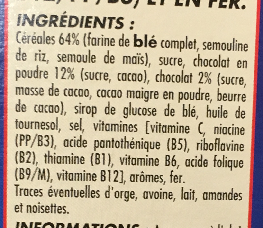 Céréales Soufflées au Chocolat - Ingredients - fr