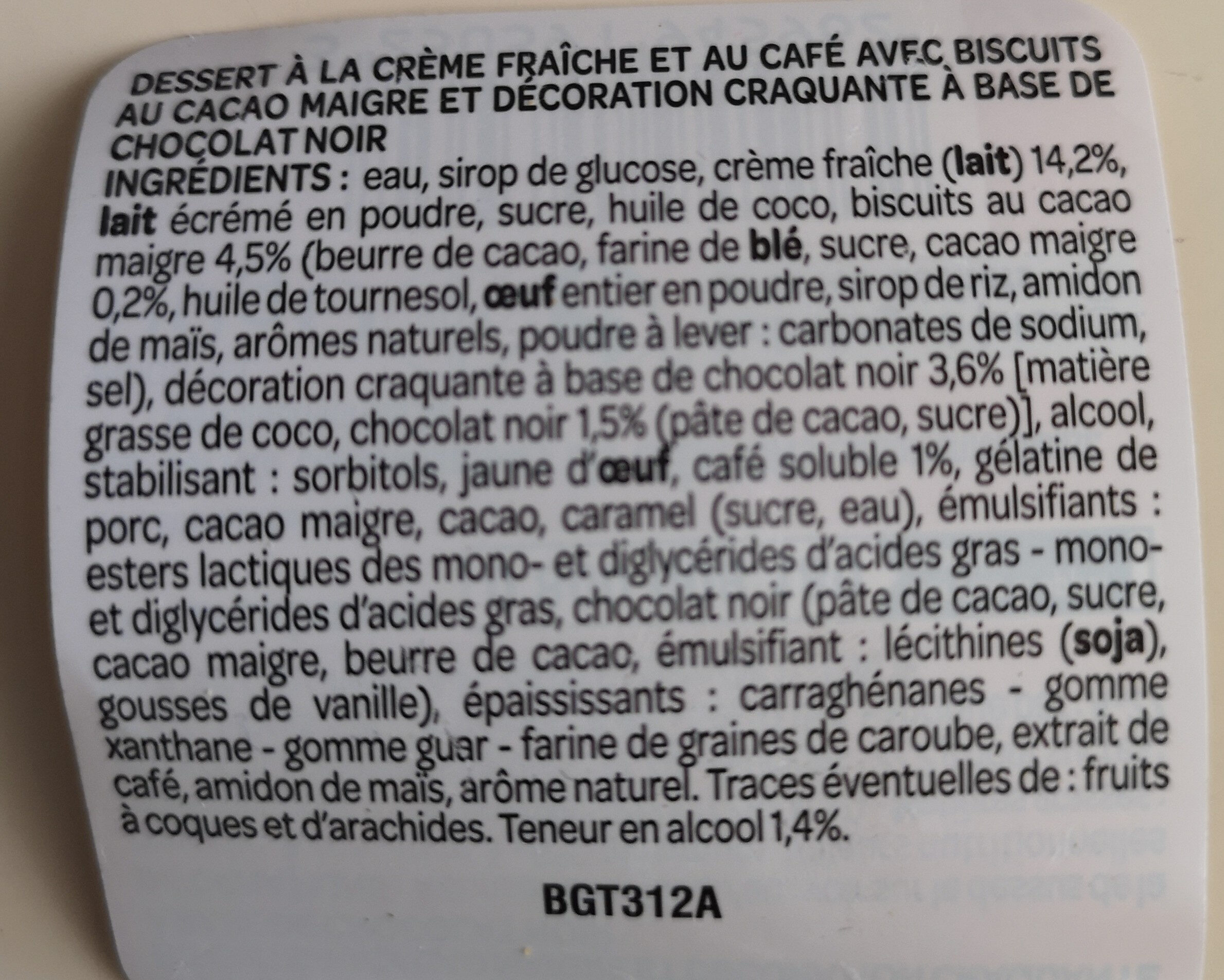Le Gourmet café intense - Nutrition facts - fr