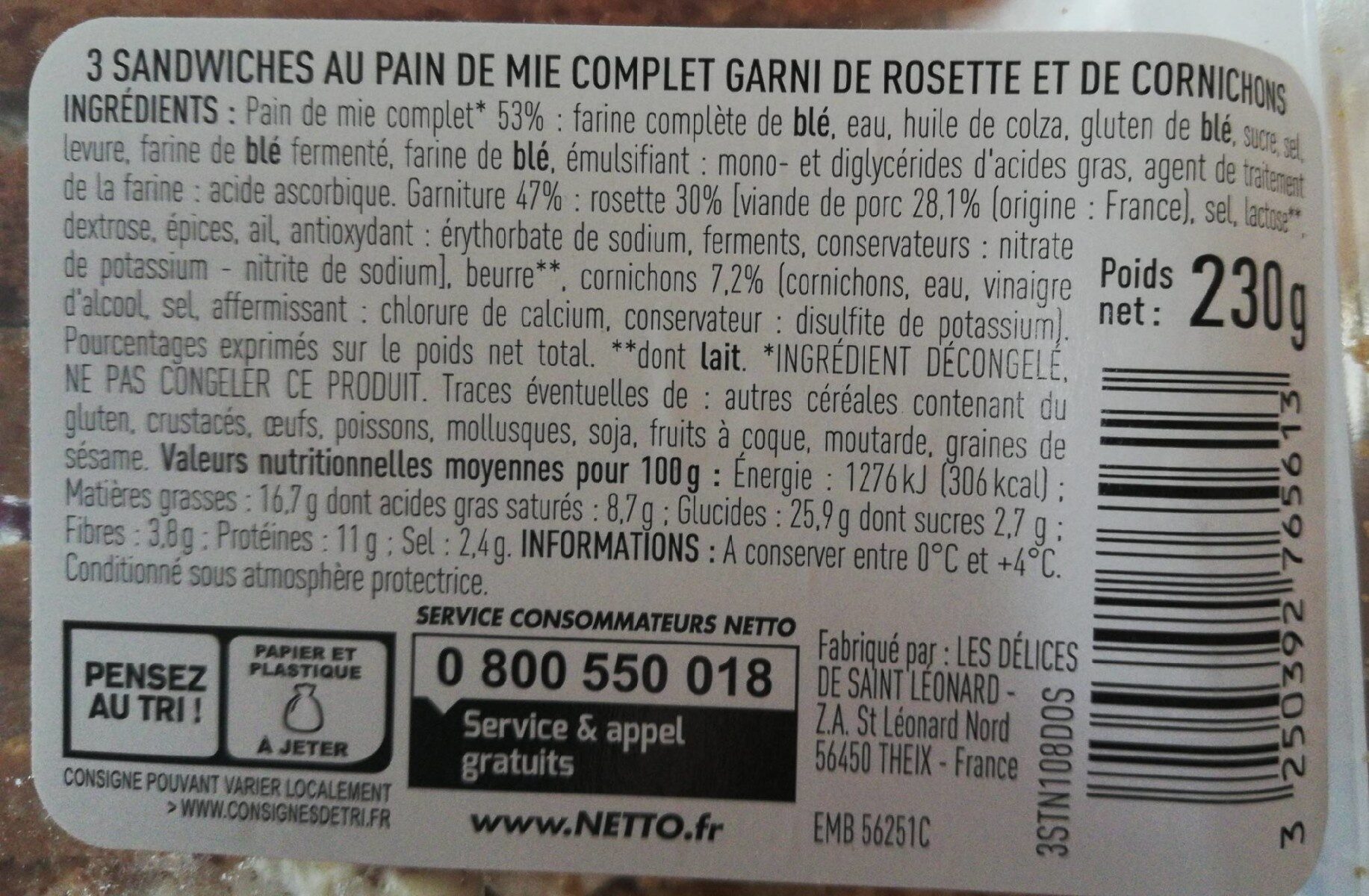Rosette cornichons - Ingredients - fr