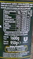 Cornichons Fins, 950 Grammes, Marque Amora - Nutrition facts - fr