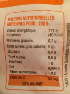 Orange a jus - Nutrition facts - fr