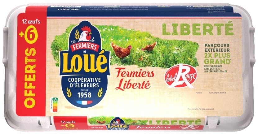 12 oeufs fermiers label rouge de loué + 6 offerts - Product - fr