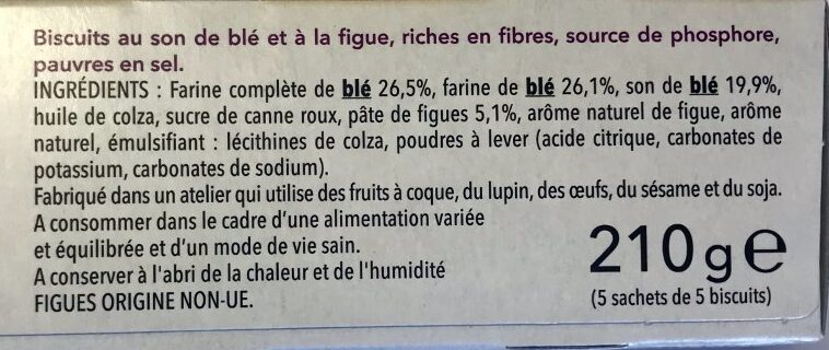 Biscuits Figue et son - Ingredients - fr