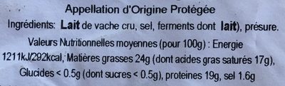 Coeur de Neufchâtel AOP au lait cru GRAINDORGE, 24% de MG - Nutrition facts - fr
