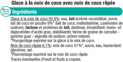 Glace à la noix de coco - Ingredients - fr