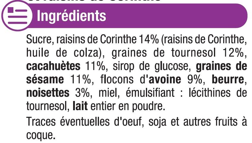 Craquants aux céréales - Ingredients - fr