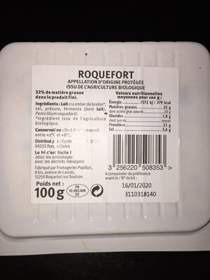 Roquefort AOP lait cr U_BIO logique 32% de MG - Product