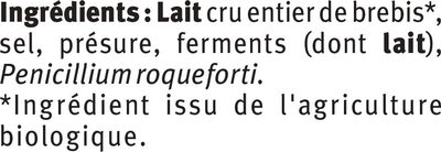 Roquefort AOP lait cr U_BIO logique 32% de MG - Ingredients