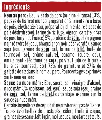 Nems au porc x4 + sauce nuoc mam - Ingredients - fr
