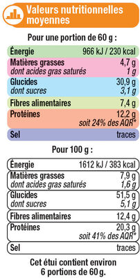 Mélange de céréales blé, soja, avoine et orge - Nutrition facts - fr