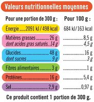 Gratin de penne au jambon - Nutrition facts - fr