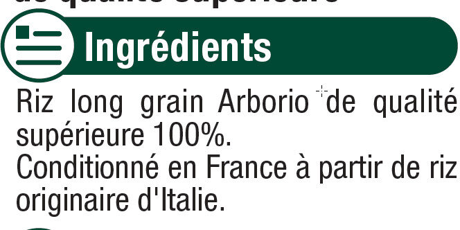 Riz long arborio - Ingredients - fr