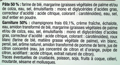 Tourte Champignons - surgelée 500 g - Ingredients - fr