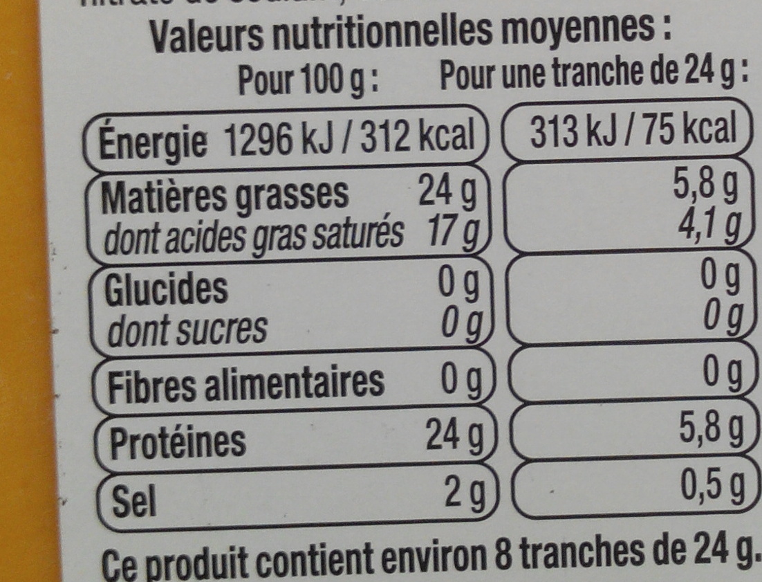 Tranchettes fromage de Hollande - Nutrition facts - fr