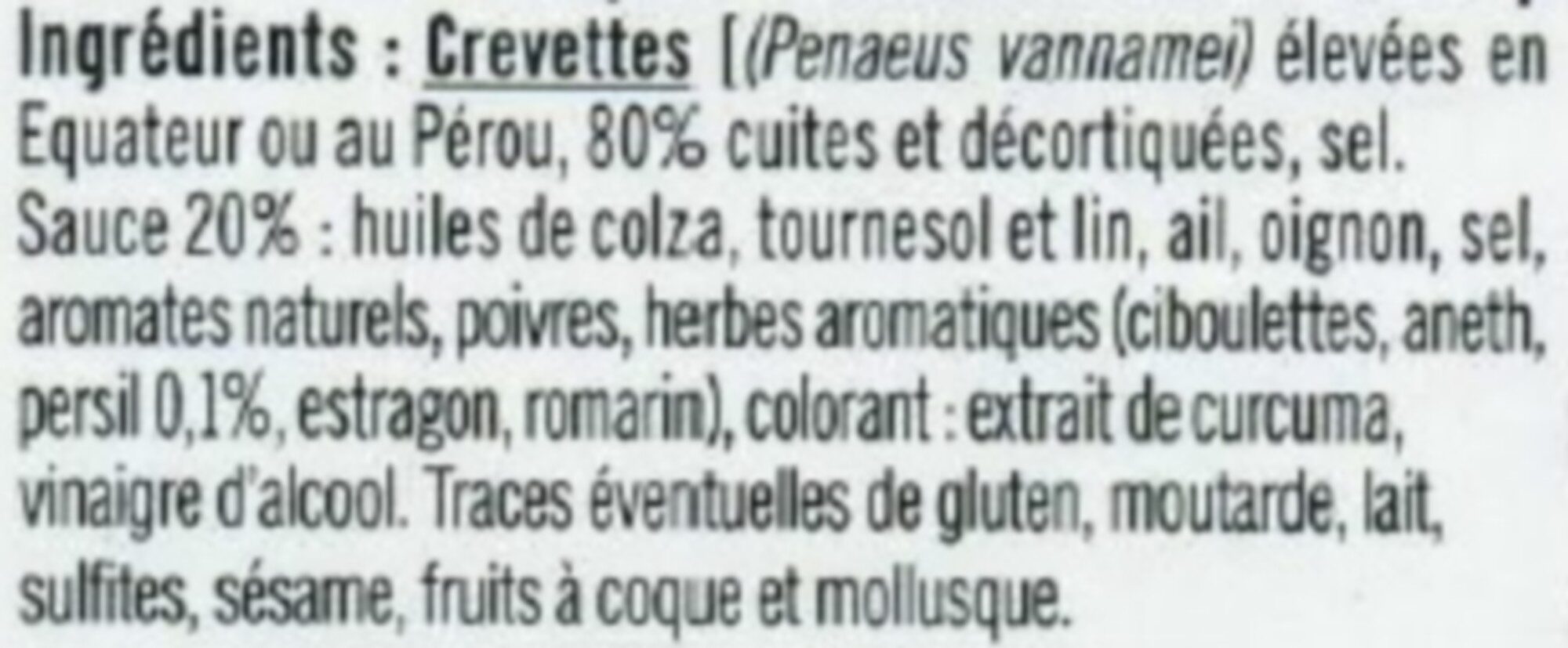 Crevette décortiquée marinée persillade - Ingredients - fr
