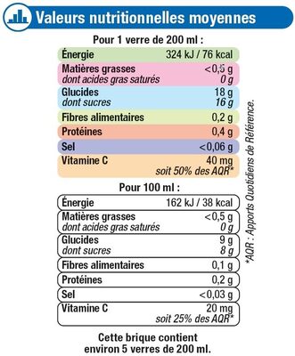 Fraîcheur de fruits orange - Nutrition facts - fr