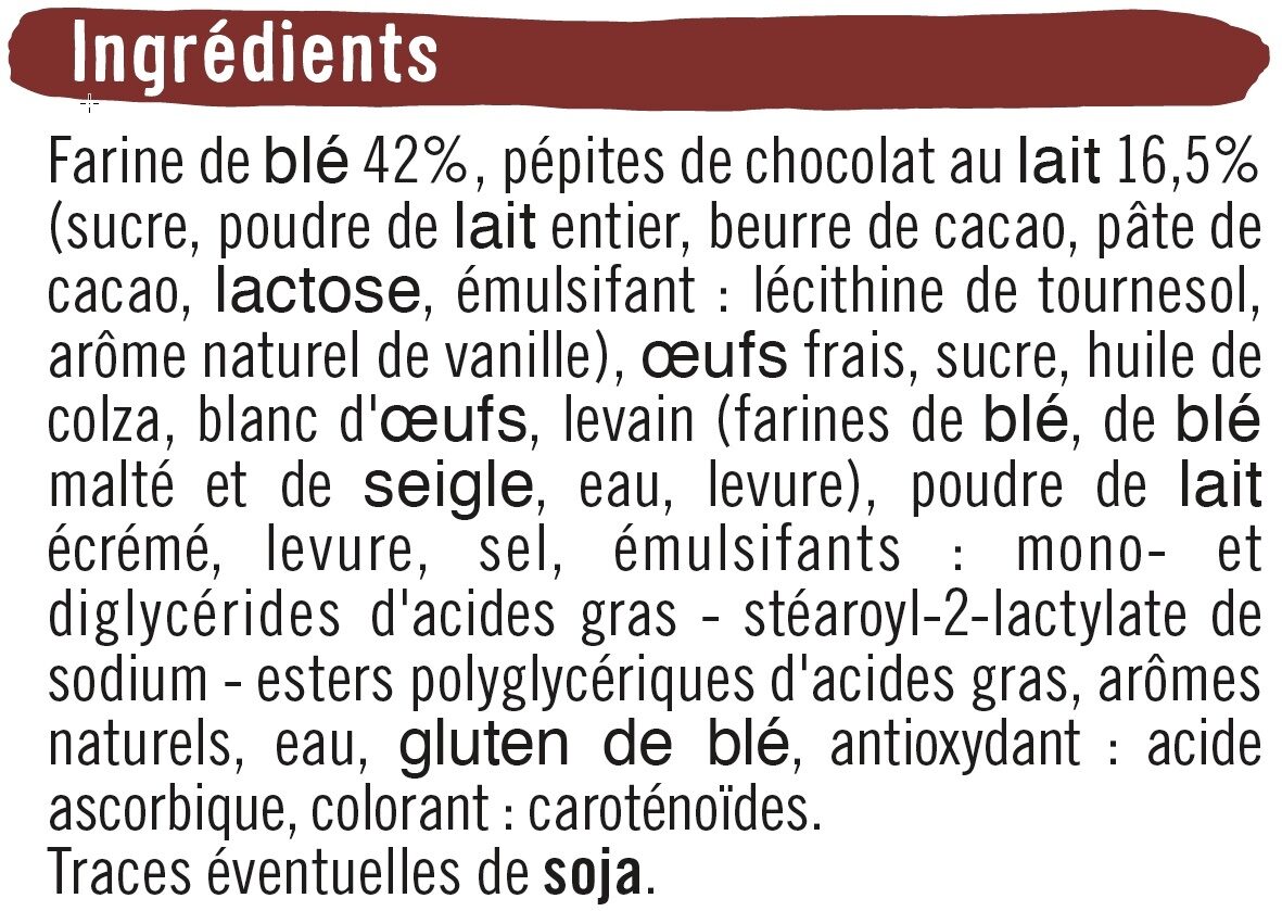 Briochettes pépites de chocolat lait - Ingredients - fr