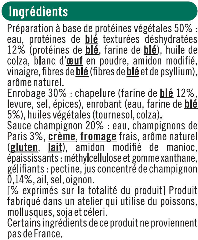 Croq'panés blé et saveur champignon - Ingredients - fr