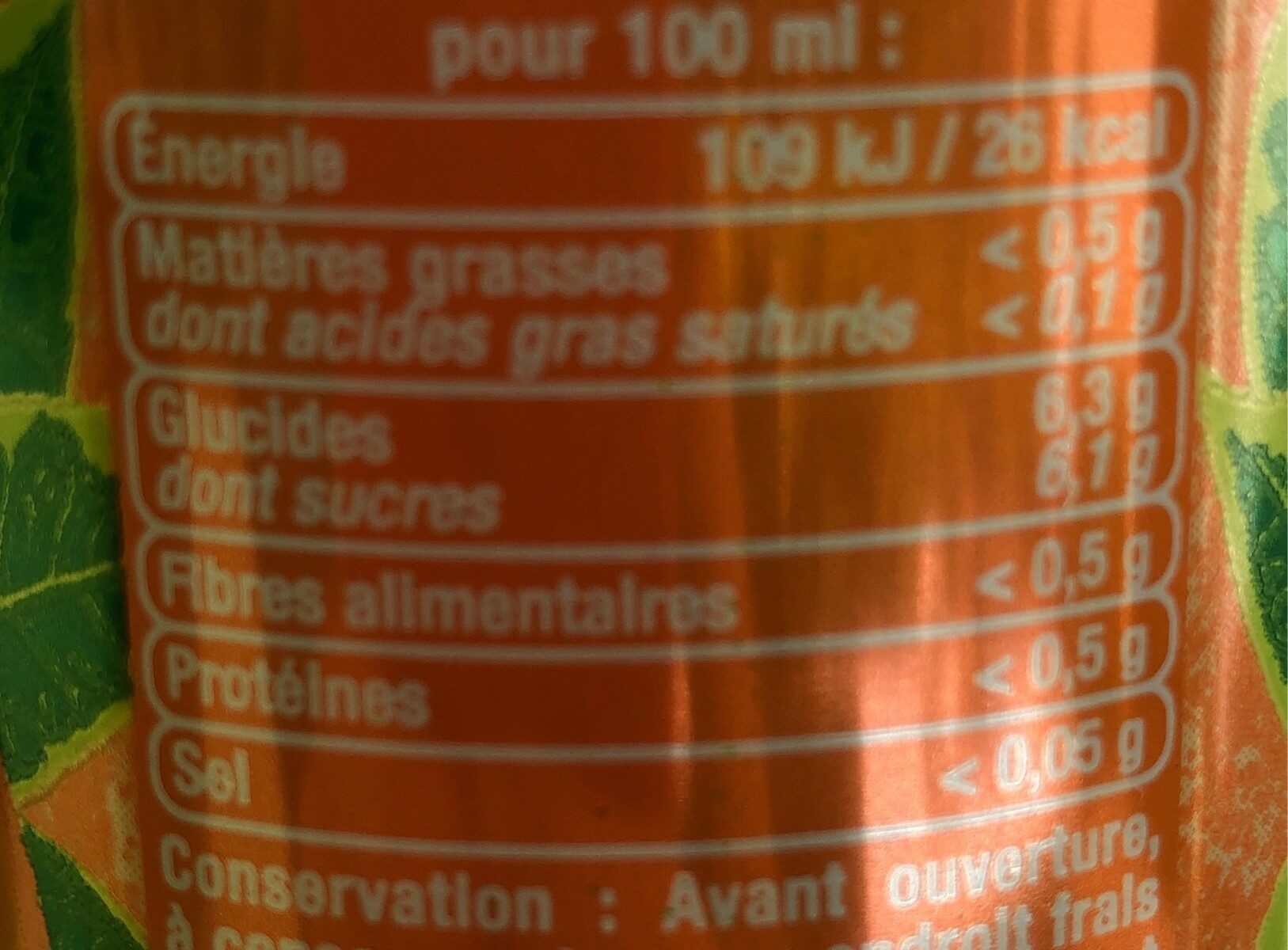 Thé Glacé Pêche - Nutrition facts - fr