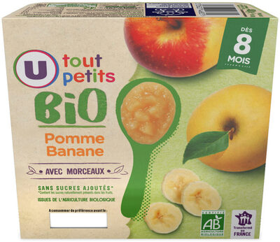 Pots pour bébé dessert pomme et banane avec morceaux U_TOUT_PETITS Bio - Product