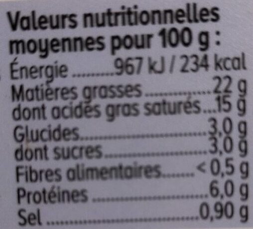 Fromage nature - Nutrition facts - fr